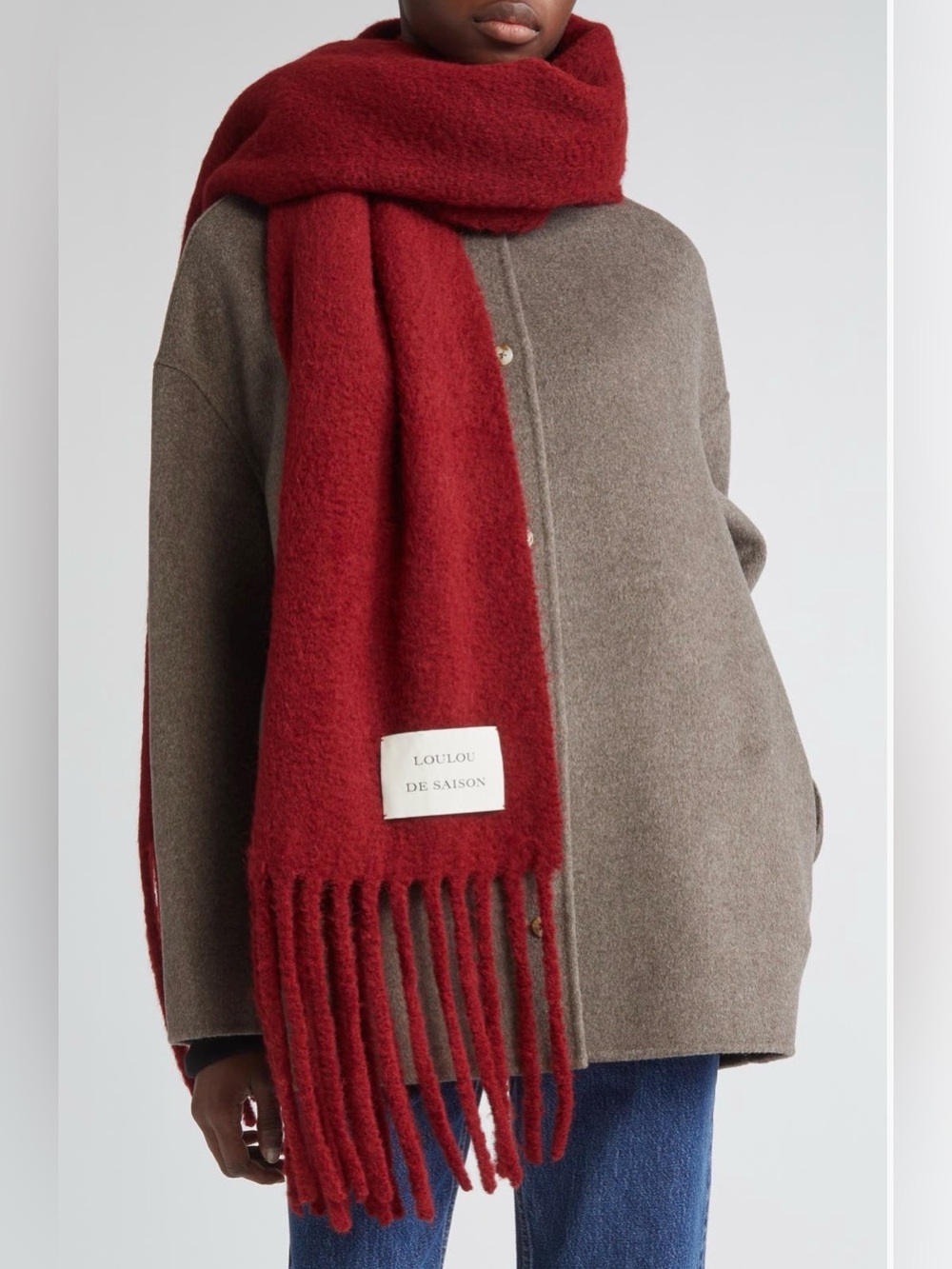 LouLou de Saison Santo Large Scarf, Burgundy
